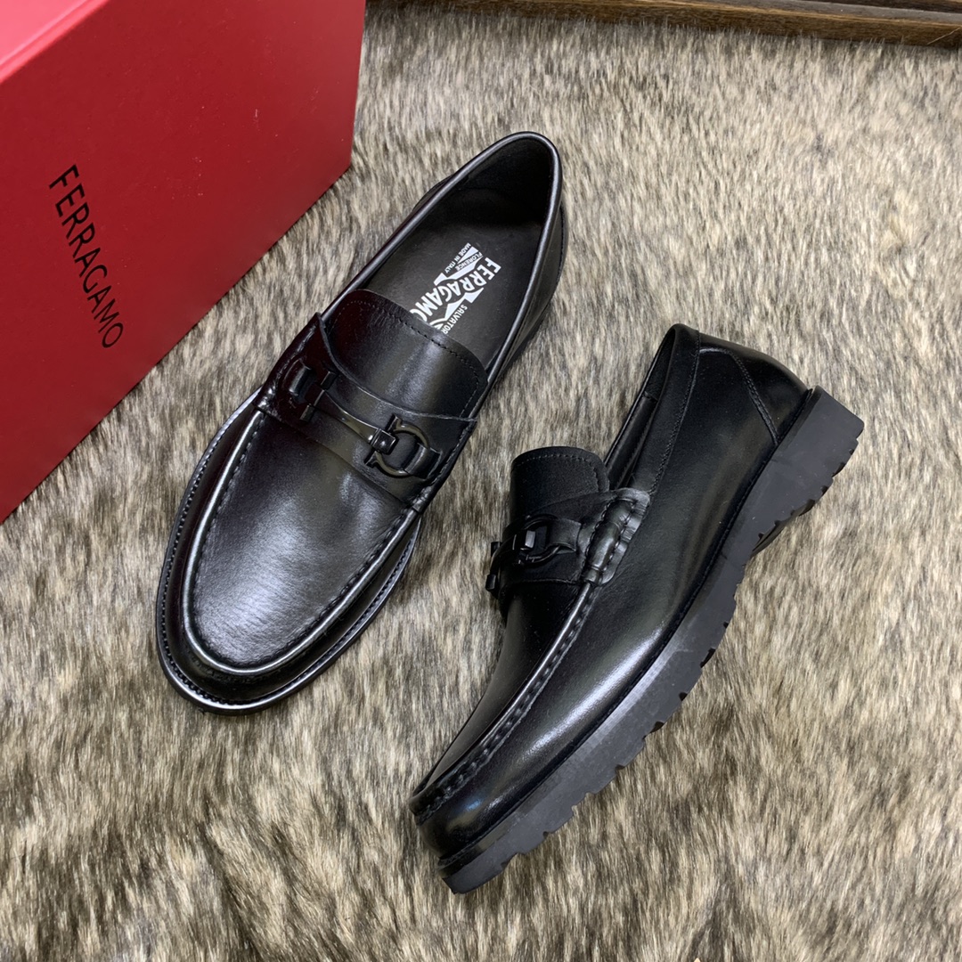 Ferragamo Men's Black Leather Loafers with Iconic Buckle, Sizes 39-44 7 i1686409657 2269 5