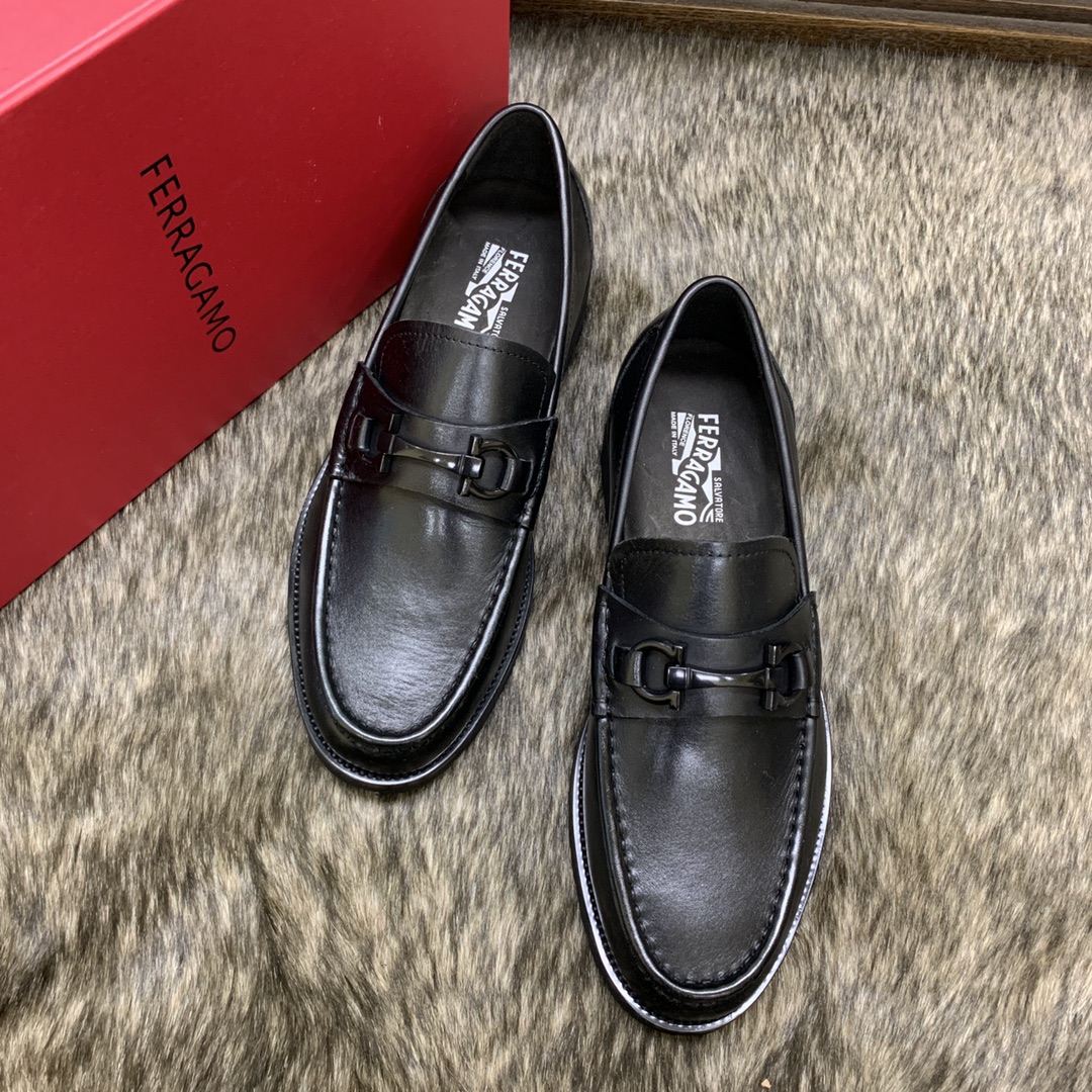 Ferragamo Men's Black Leather Loafers with Iconic Buckle, Sizes 39-44 3 i1686409657 5890 1
