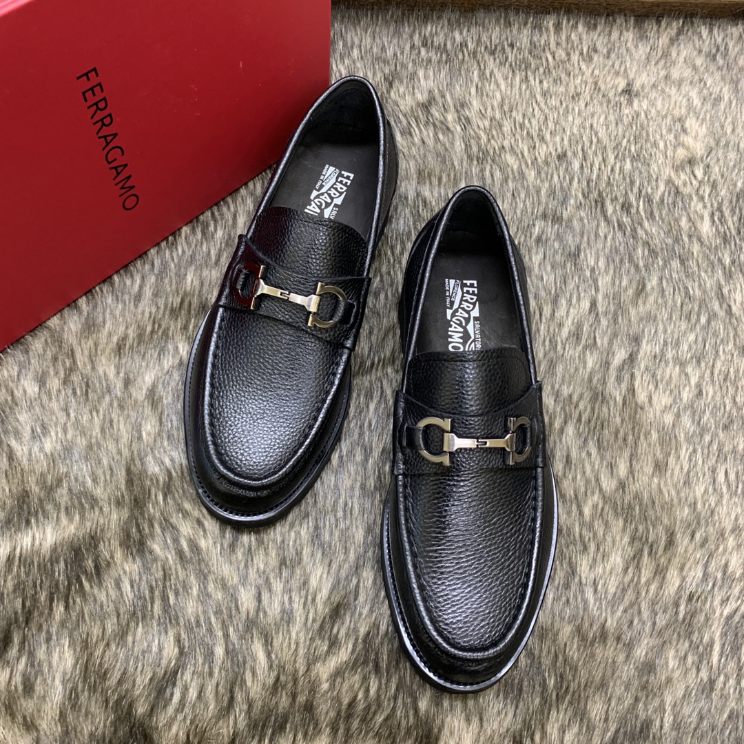 Ferragamo Men's Black Leather Loafers with Signature Buckle, Sizes 39-44 3 i1686409885 2288 1