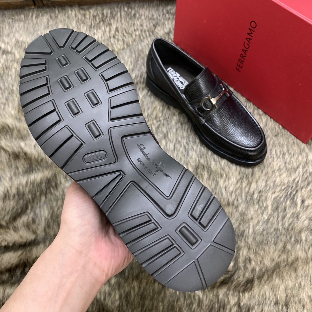 Ferragamo Men's Black Leather Loafers with Signature Buckle, Sizes 39-44 8 i1686409885 2630 6