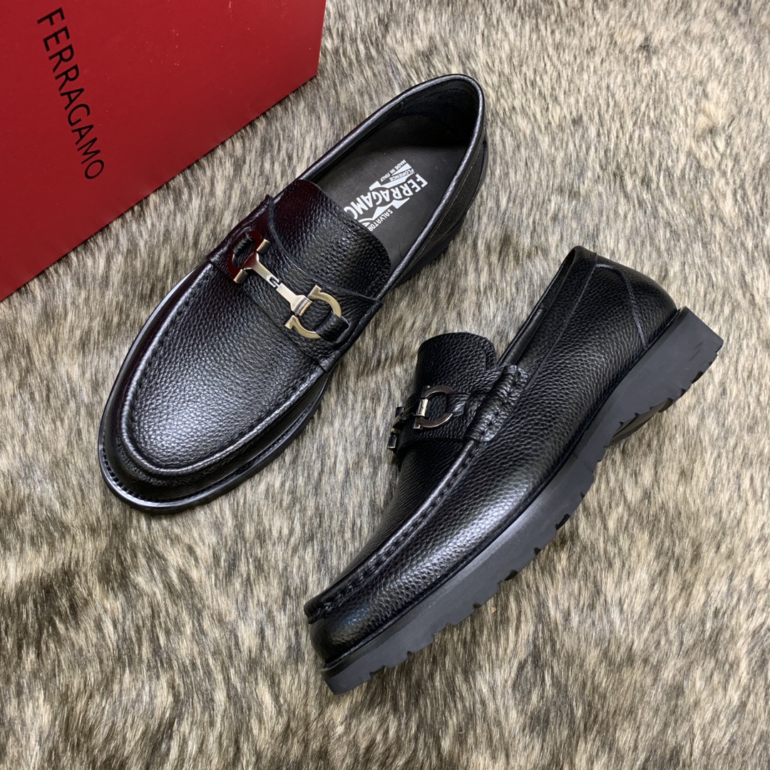 Ferragamo Men's Black Leather Loafers with Signature Buckle, Sizes 39-44 7 i1686409885 3889 5