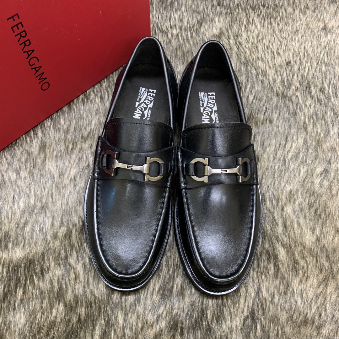 Salvatore Ferragamo Men's Leather Loafers with Iconic Buckle 1 Salvatore Ferragamo Men's Leather Loafers with Iconic Buckle