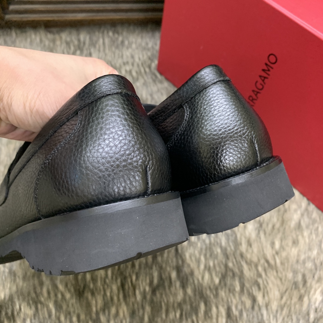Salvatore Ferragamo Men's Black Leather Loafers with Buckle Detail 10 i1686410104 9714 8