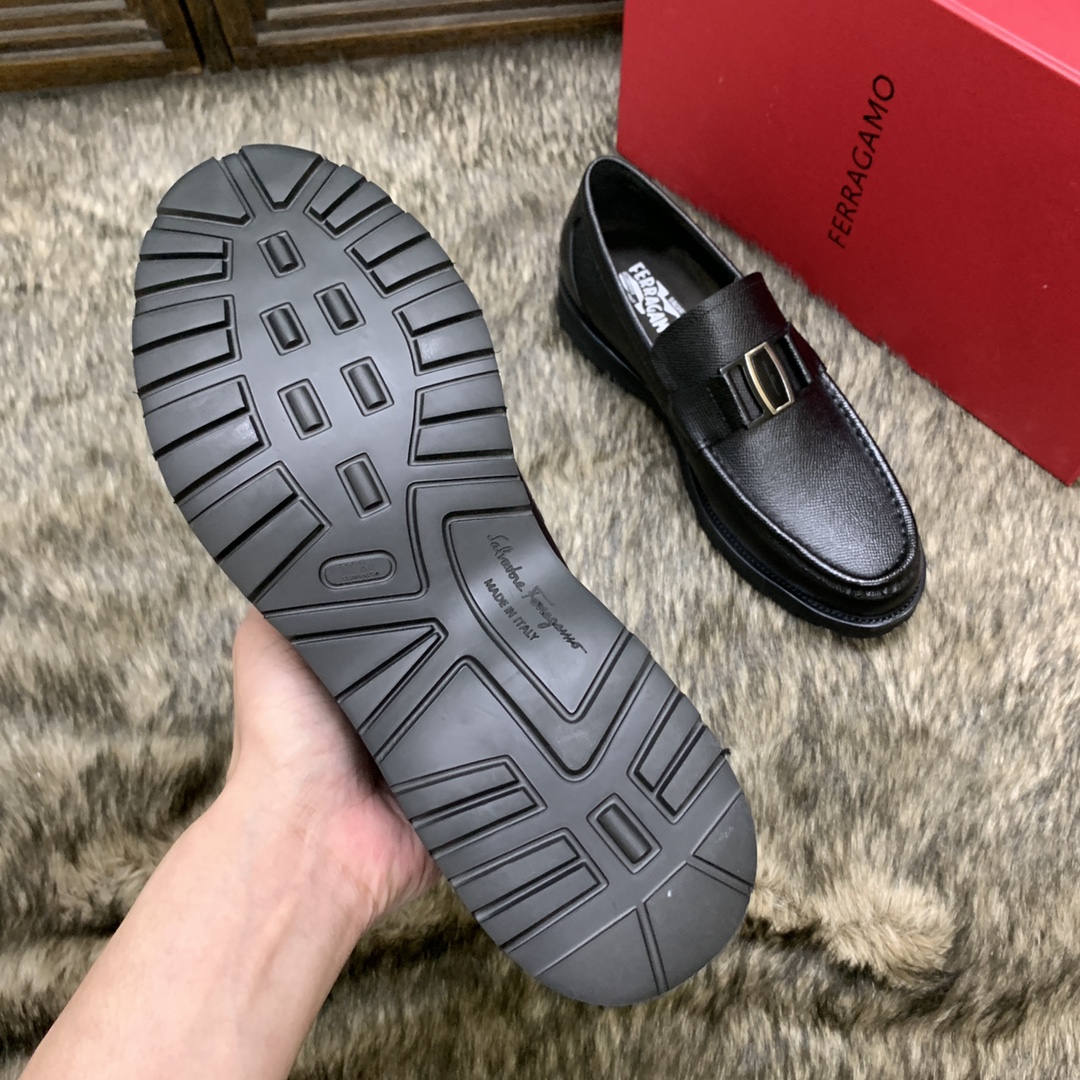 Ferragamo Men's Black Leather Loafers with Buckle Detail, Sizes 39-44 8 i1686410137 3955 6