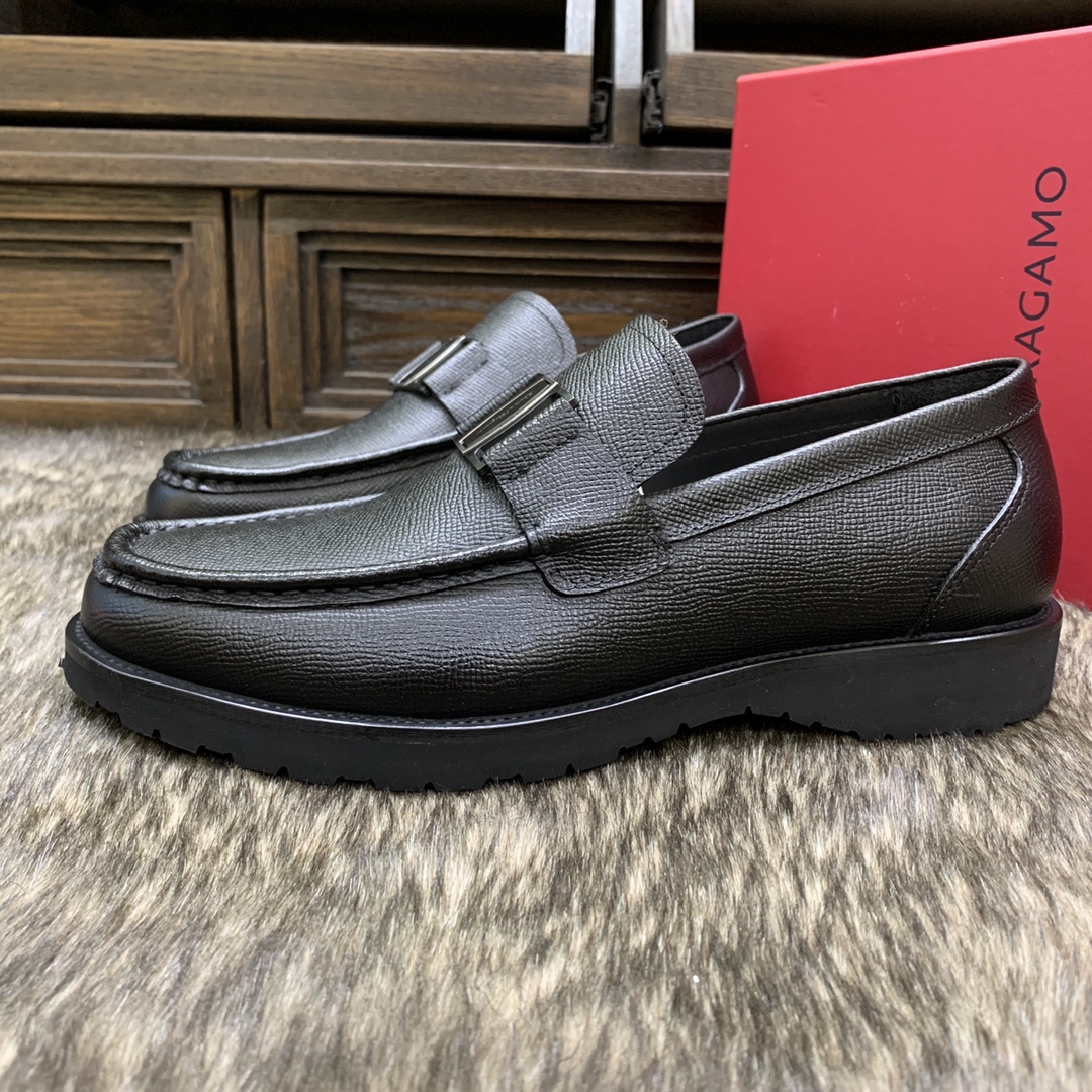 Ferragamo Men's Black Leather Loafers with Buckle Detail, Sizes 39-44 5 i1686410137 8452 3