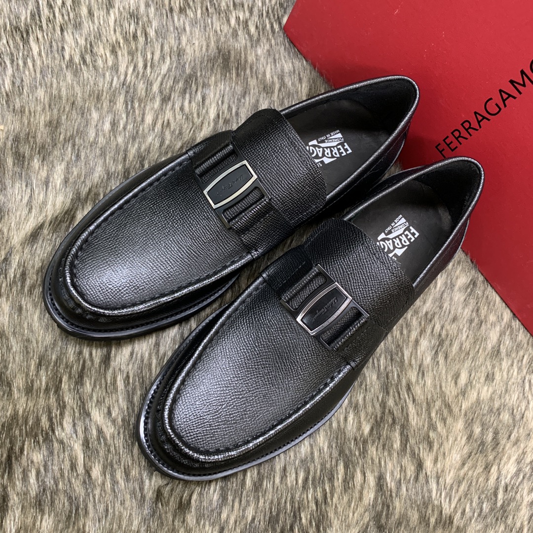 Ferragamo Men's Black Leather Loafers with Buckle Detail, Sizes 39-44 4 i1686410137 8634 2