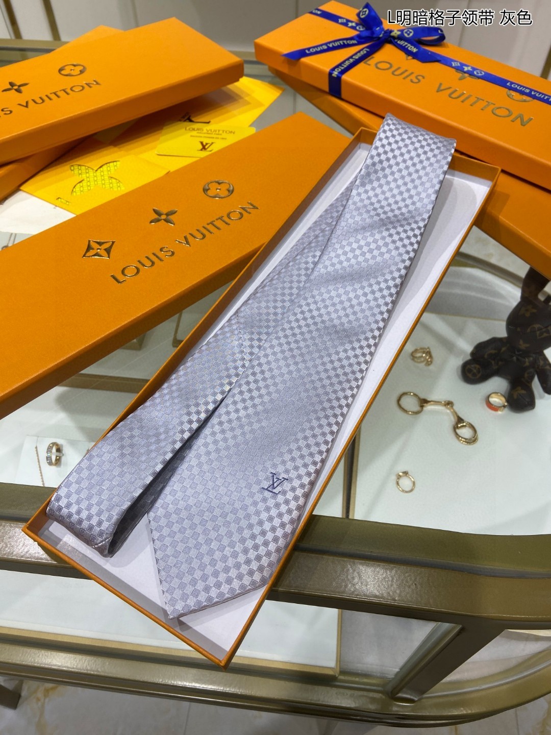 专柜同步男士领带系列L明暗格子领带稀