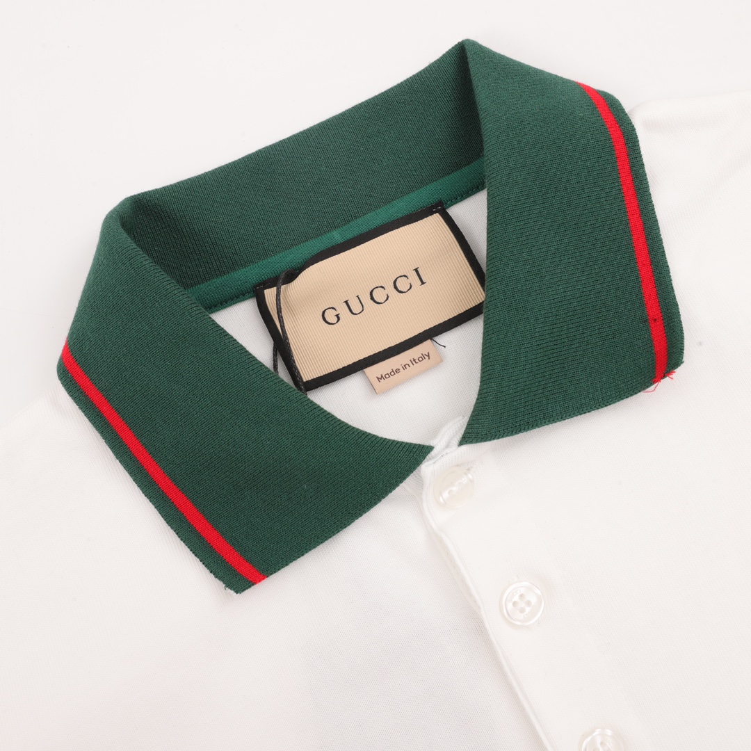 GUCCI/古驰 红绿织带拼接POLO衫短袖