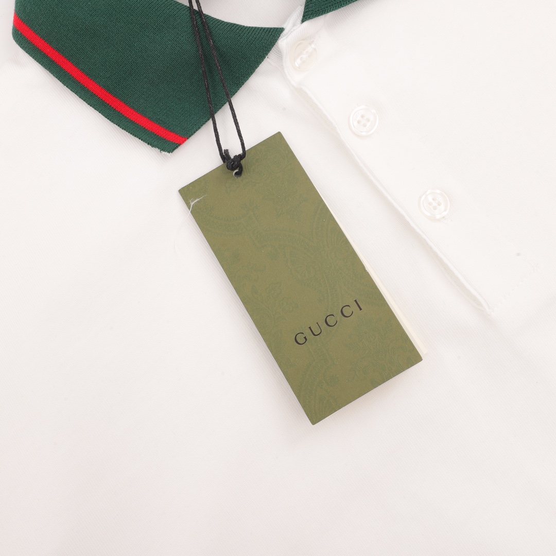 GUCCI/古驰 红绿织带拼接POLO衫短袖