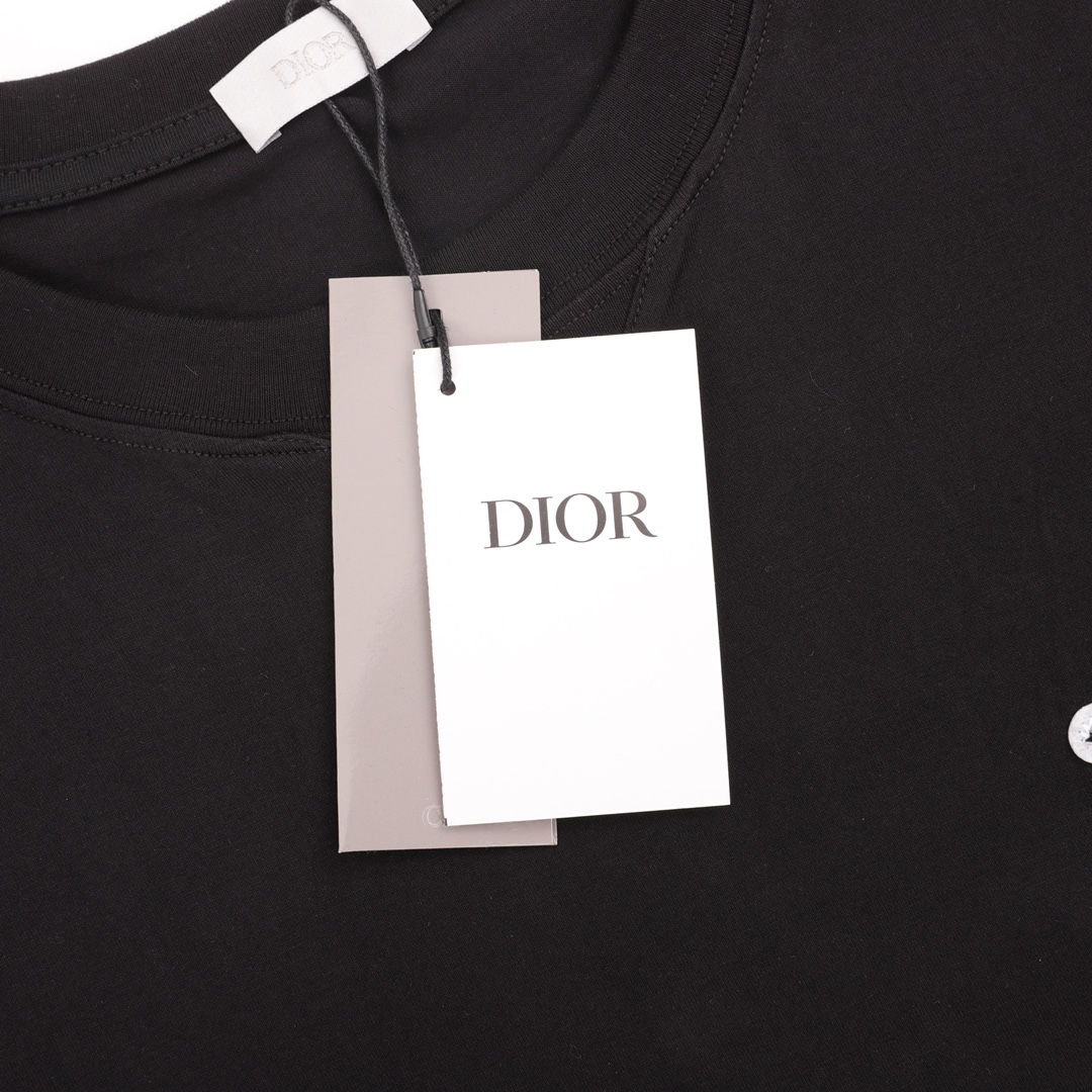 DIOR/迪奥 叠影牙刷绣logo情侣款短袖TEE 夏季限定新款配色