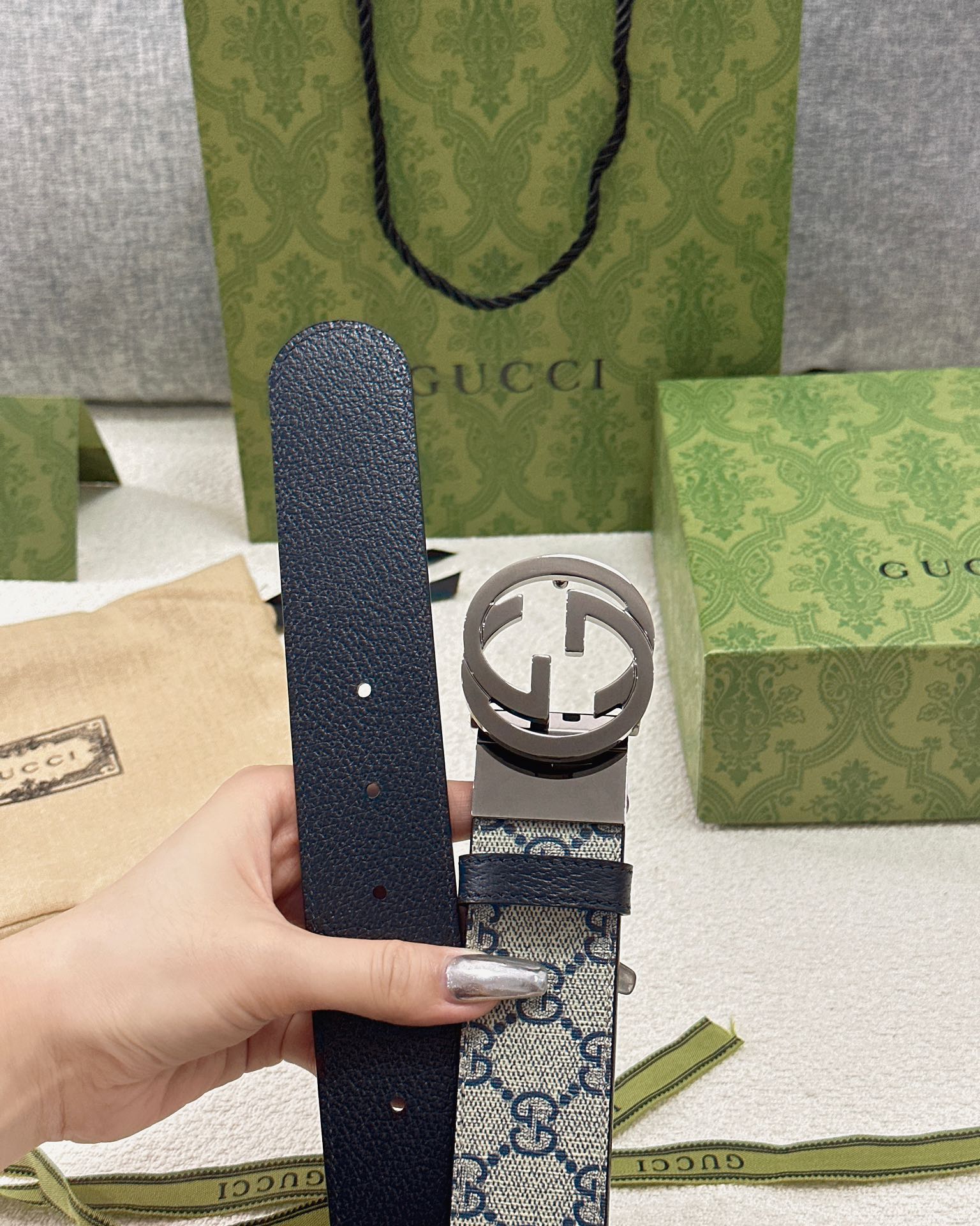 Gucci皮带3.7印花进口防水面料