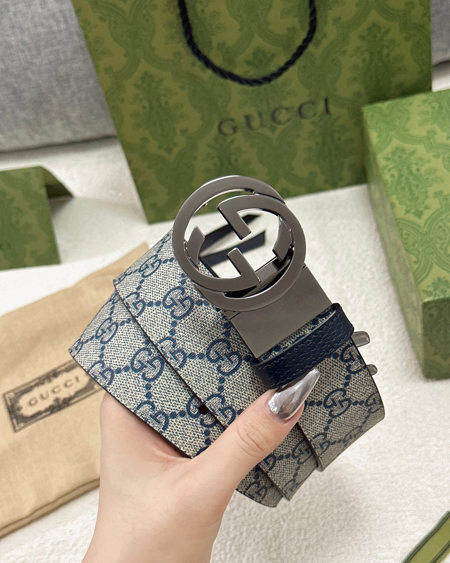 Gucci皮带3.7印花进口防水面料