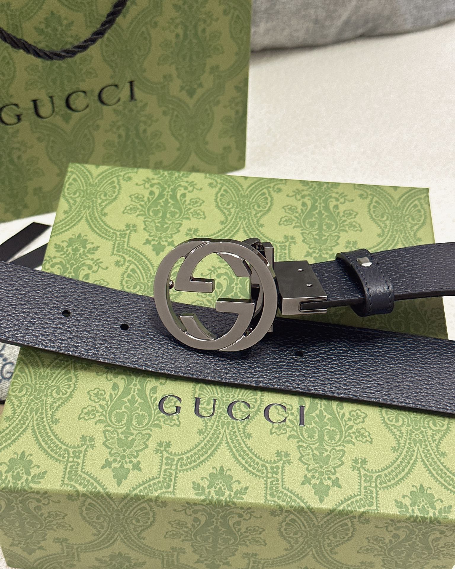 Gucci皮带3.7印花进口防水面料