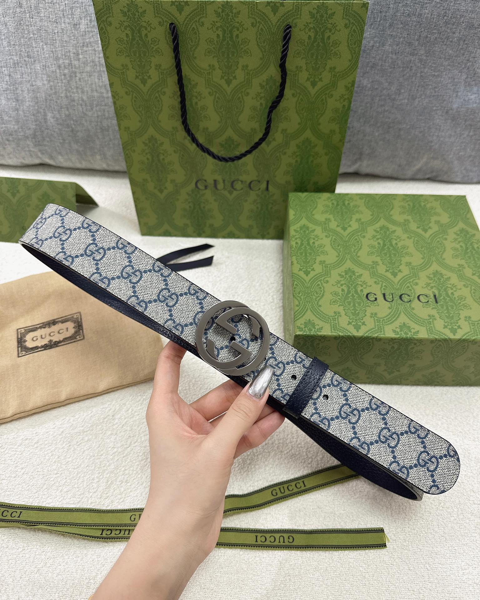Gucci皮带3.7印花进口防水面料