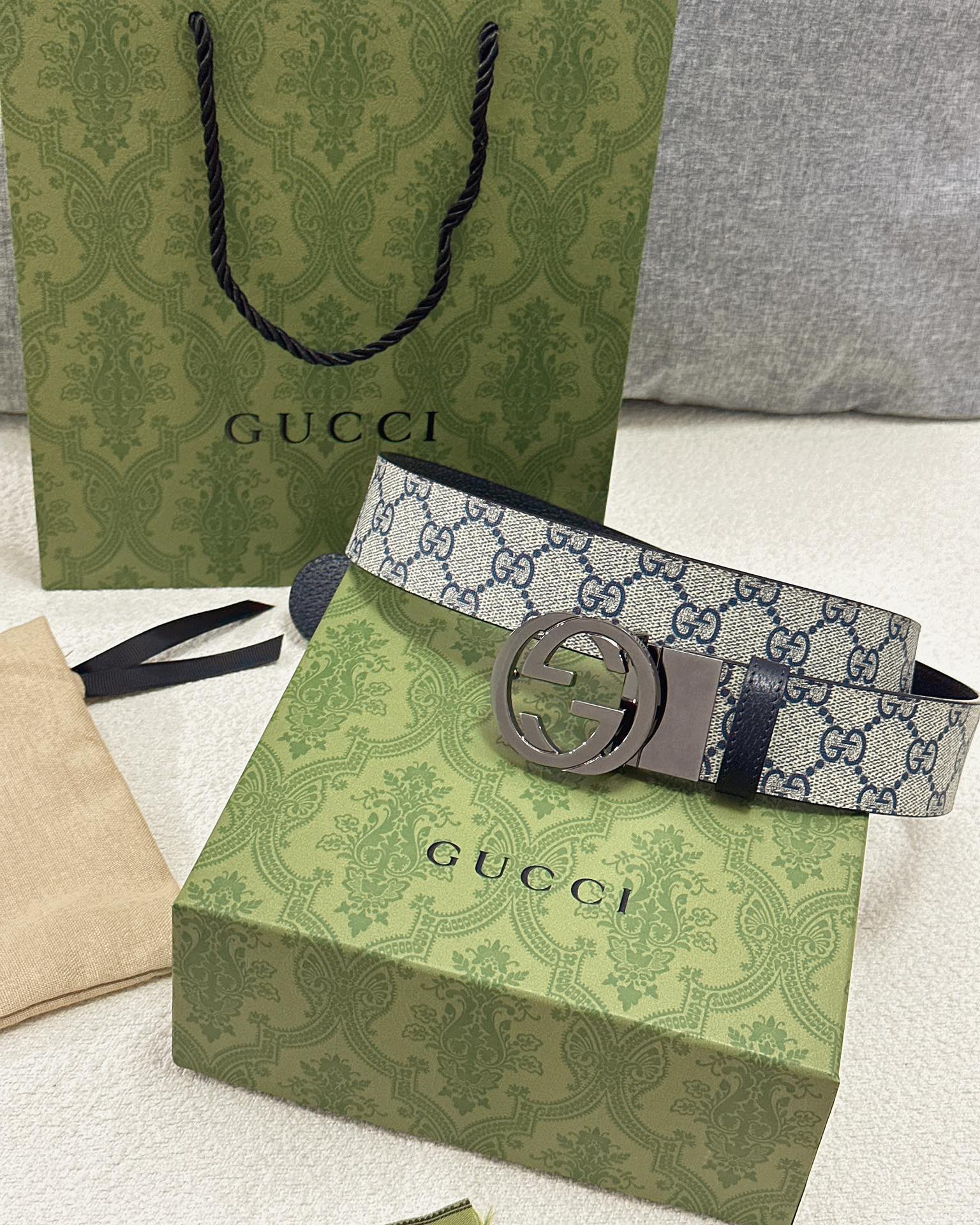 Gucci皮带3.7印花进口防水面料
