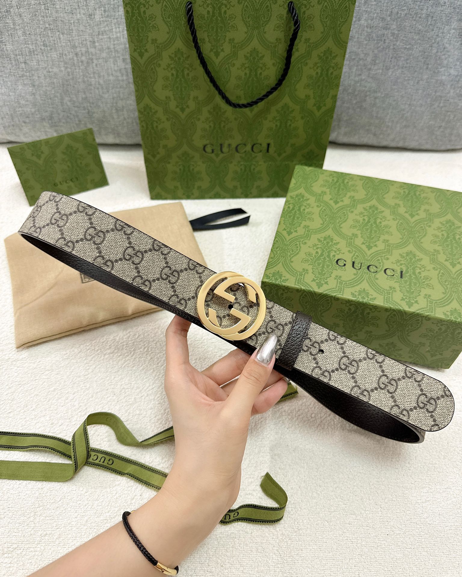 Gucci皮带3.7印花进口防水面料