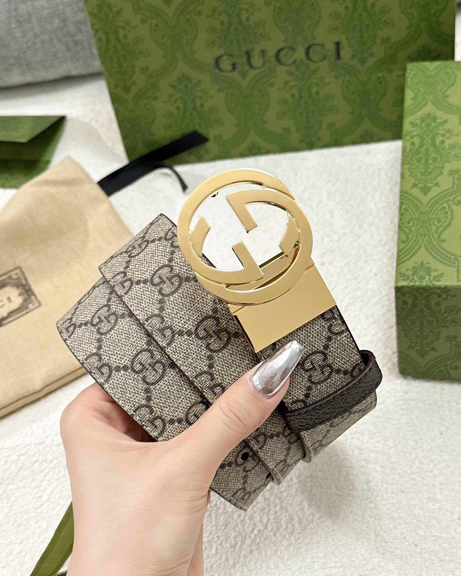 Gucci皮带3.7印花进口防水面料