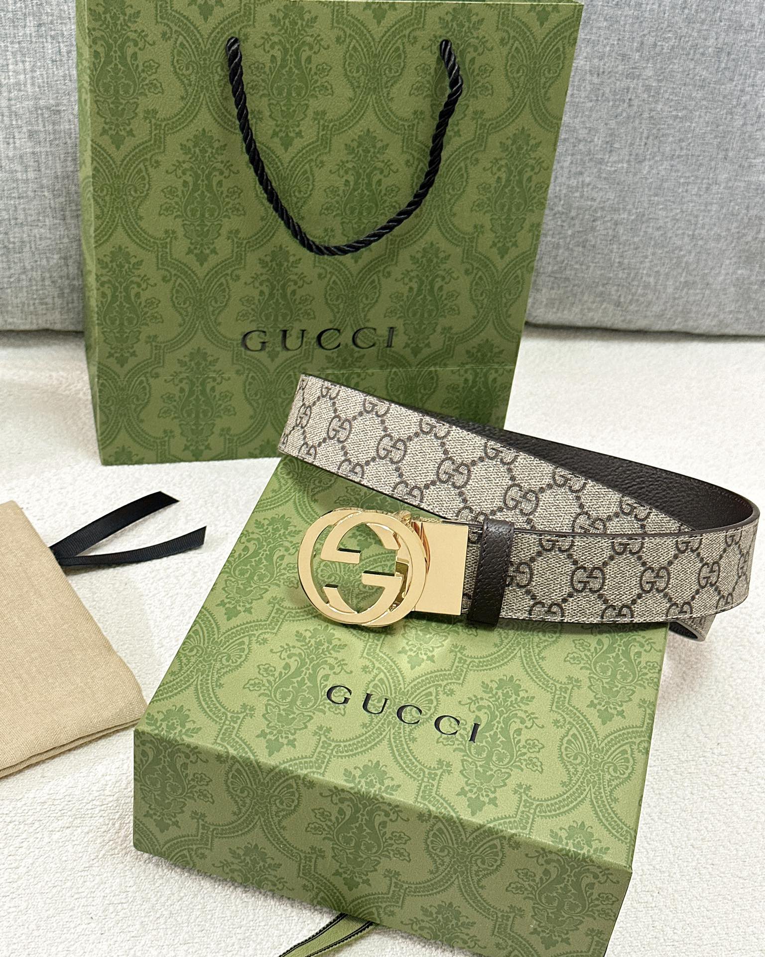 Gucci皮带3.7印花进口防水面料