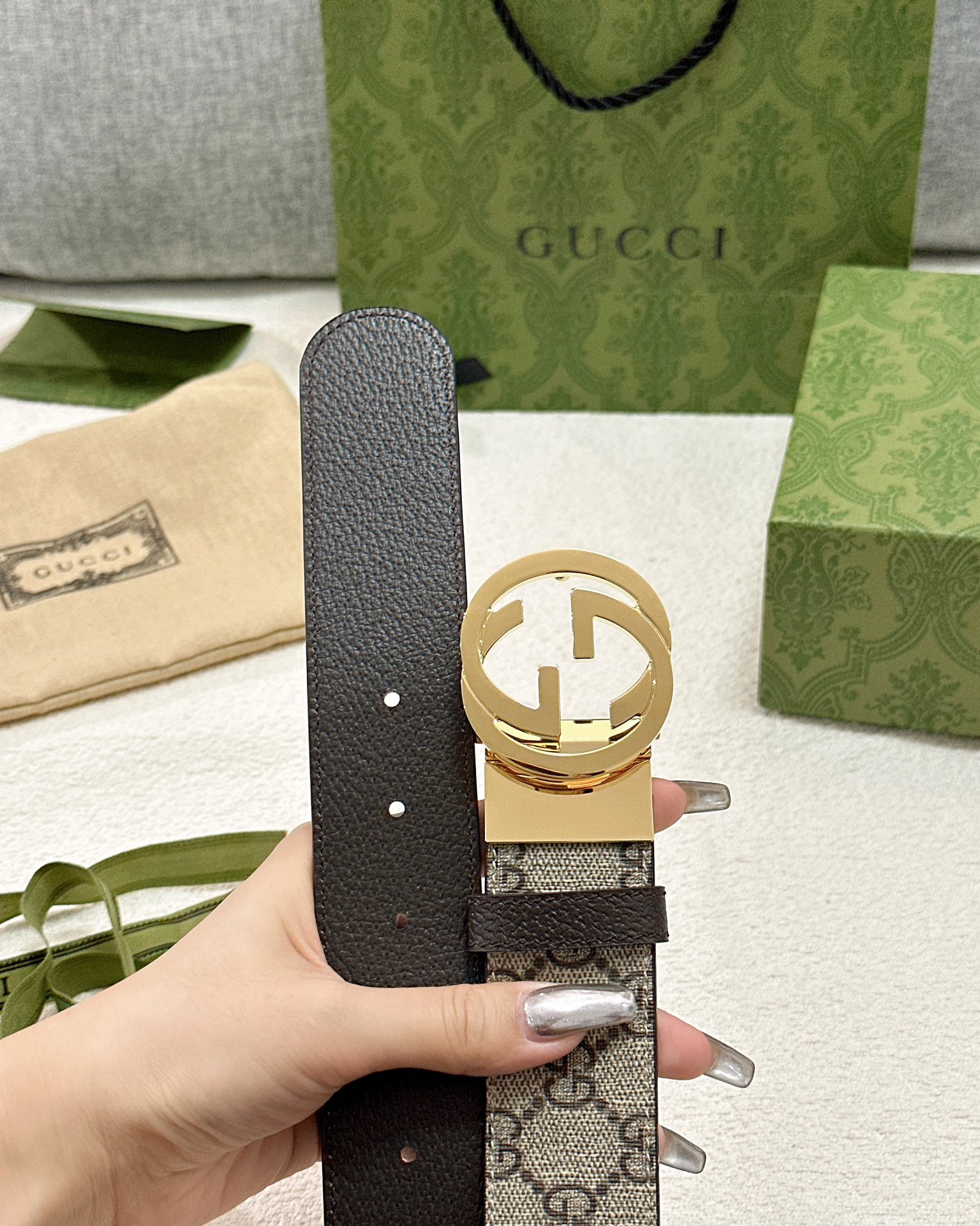 Gucci皮带3.7印花进口防水面料