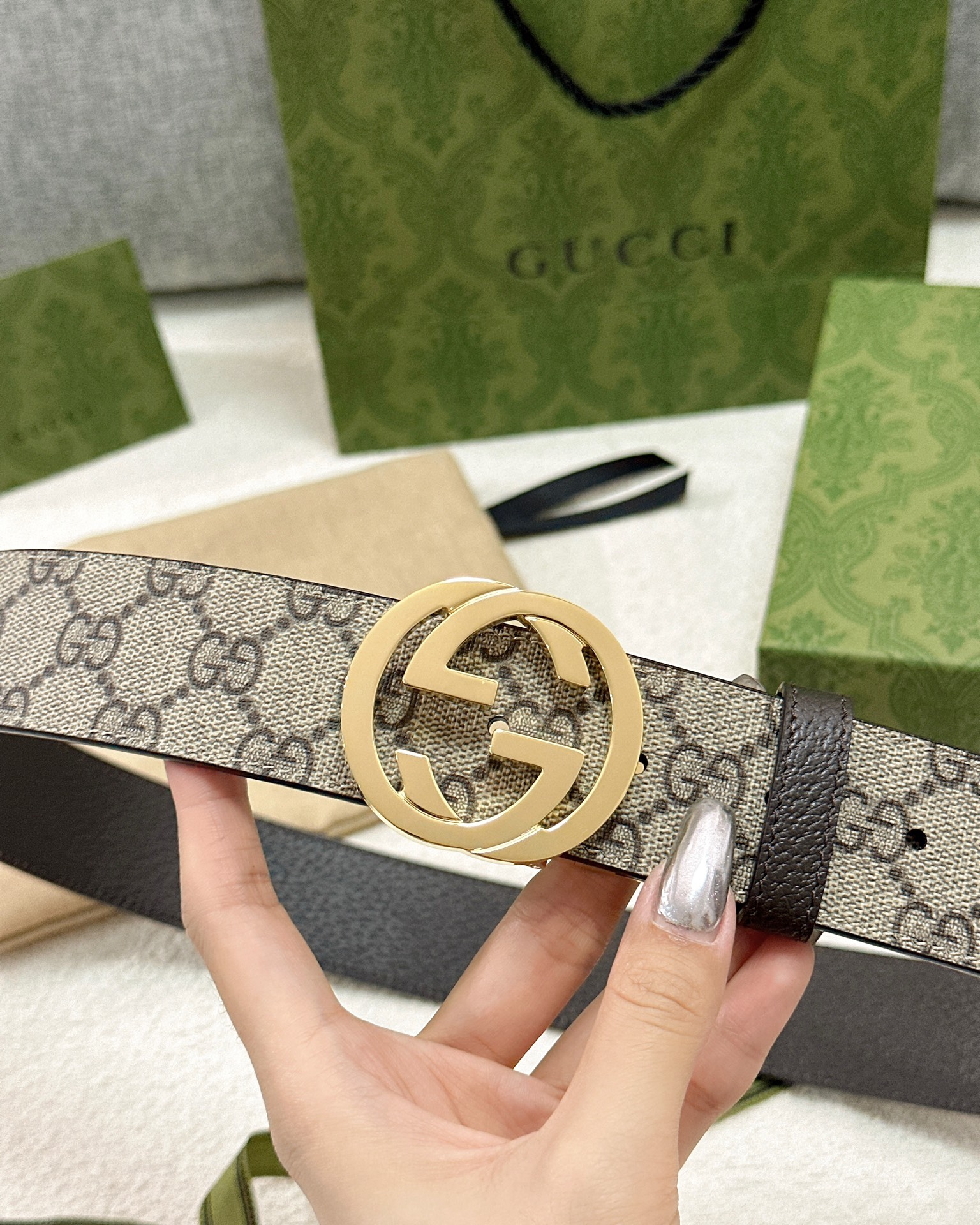 Gucci皮带3.7印花进口防水面料