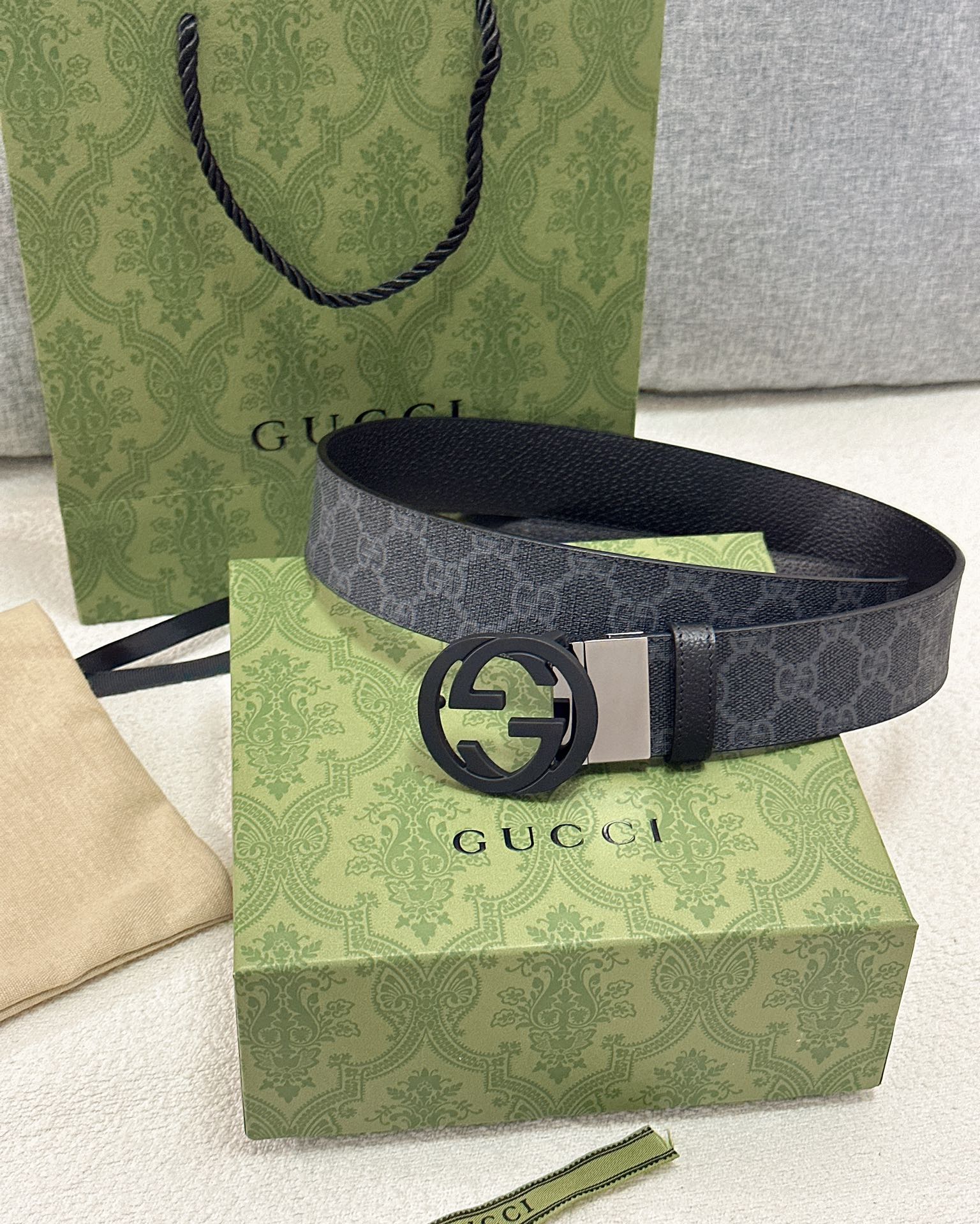 Gucci皮带3.7印花进口防水面料