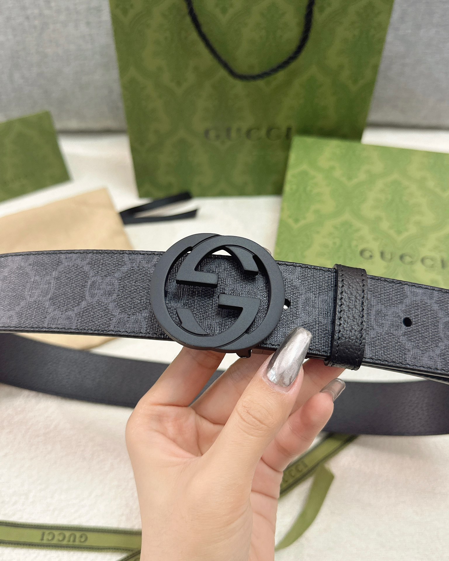 Gucci皮带3.7印花进口防水面料