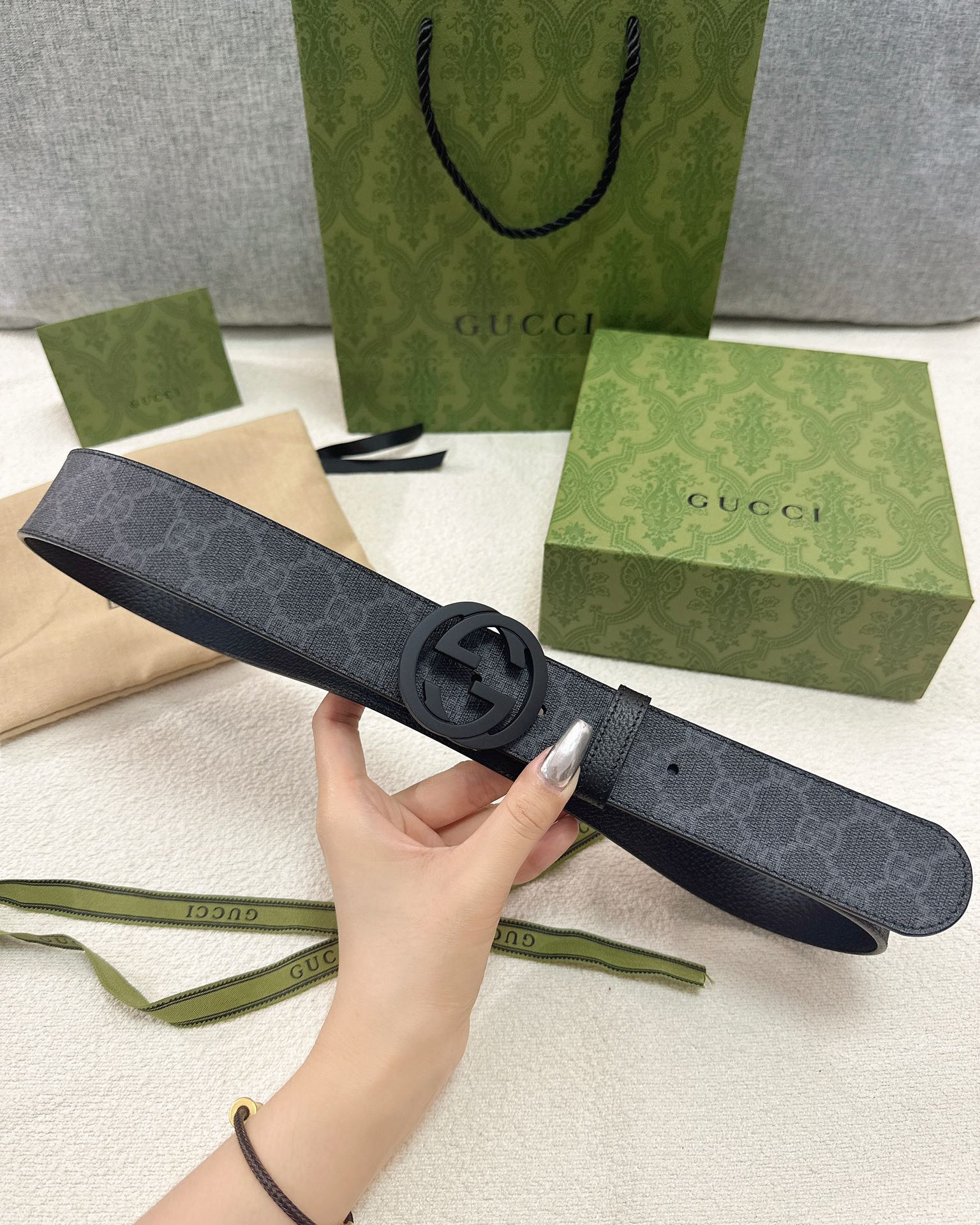 Gucci皮带3.7印花进口防水面料