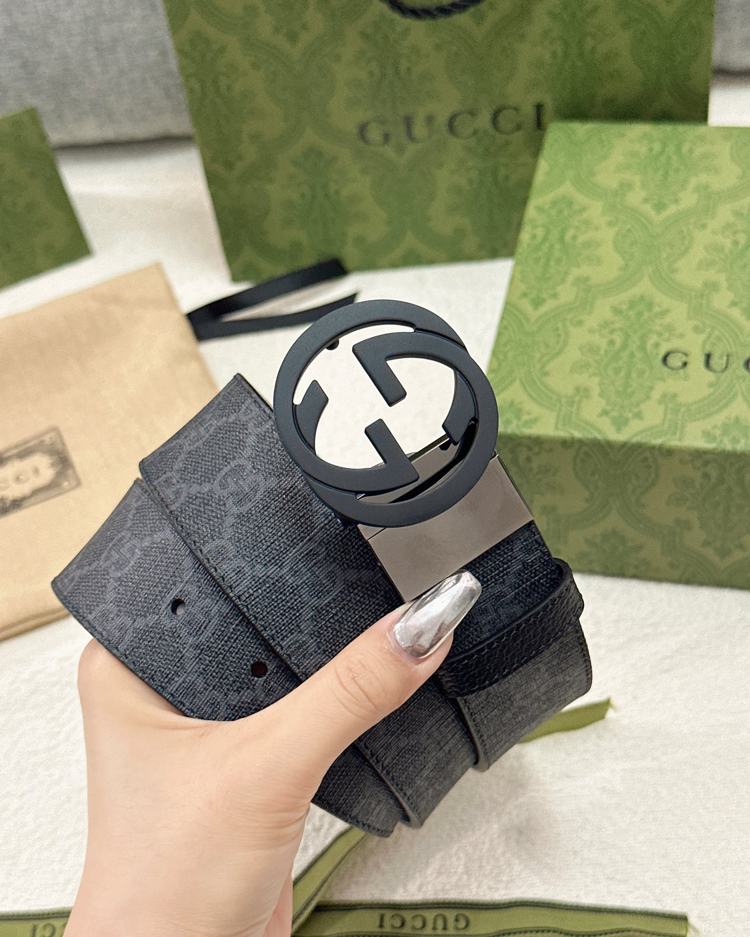 Gucci皮带3.7印花进口防水面料