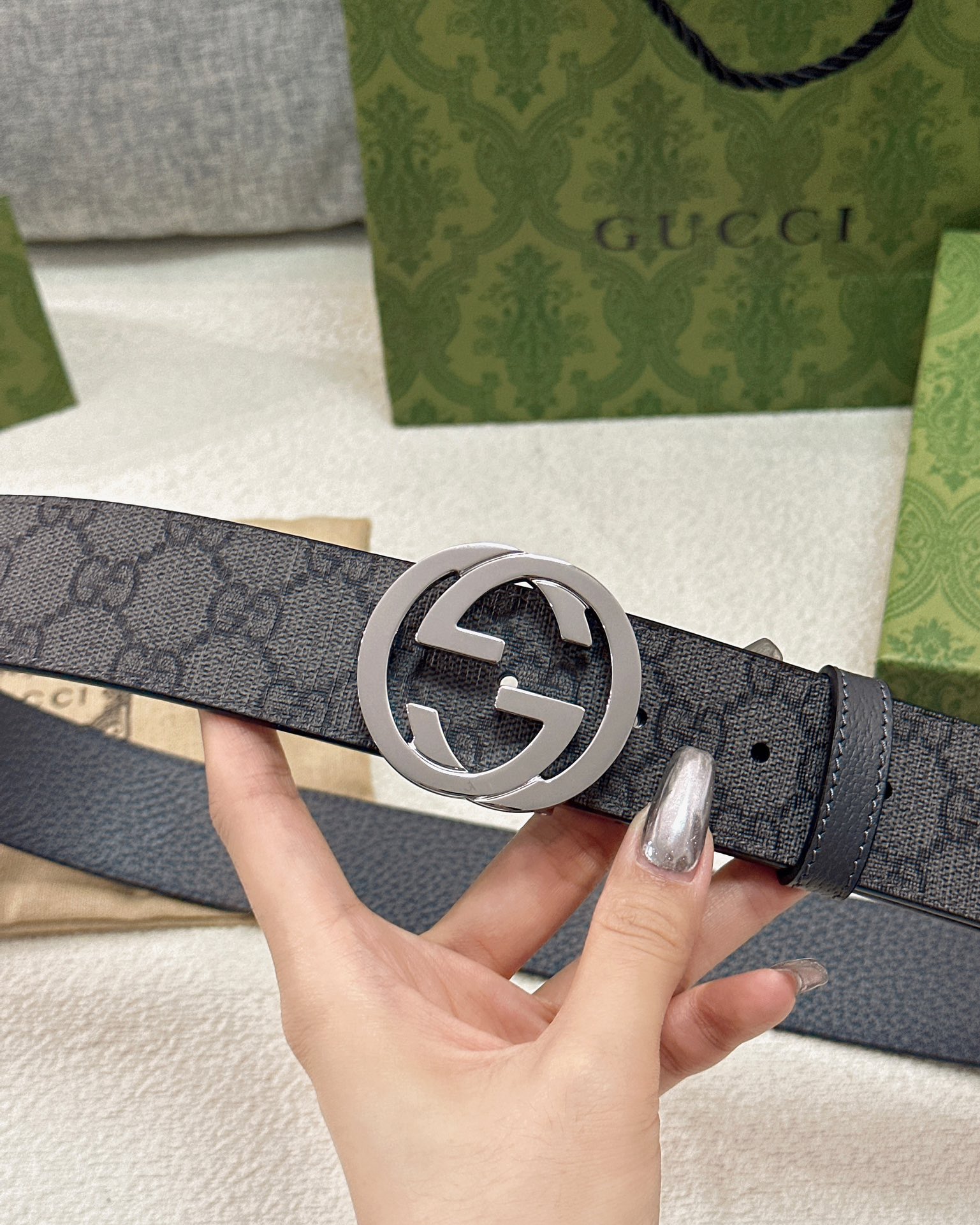 Gucci皮带3.7印花进口防水面料