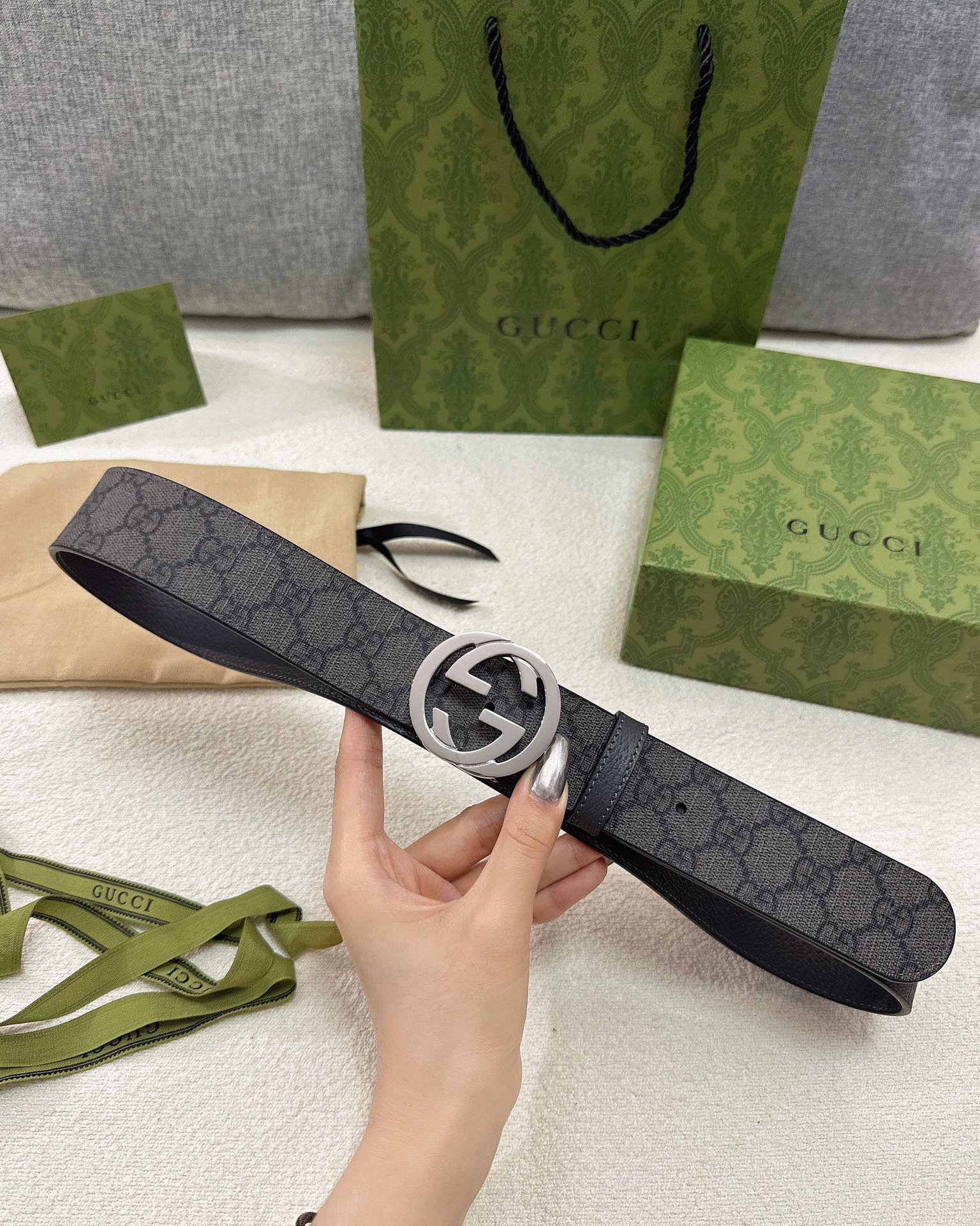 Gucci皮带3.7印花进口防水面料
