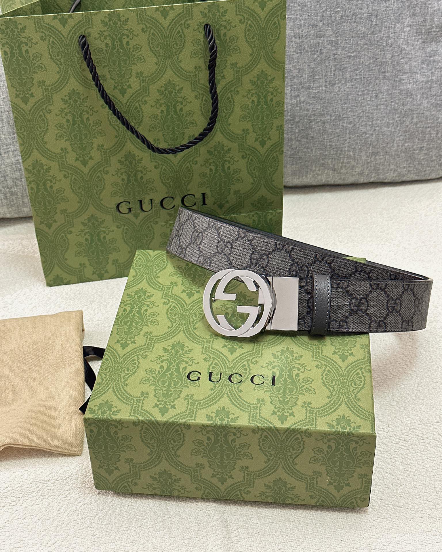 Gucci皮带3.7印花进口防水面料