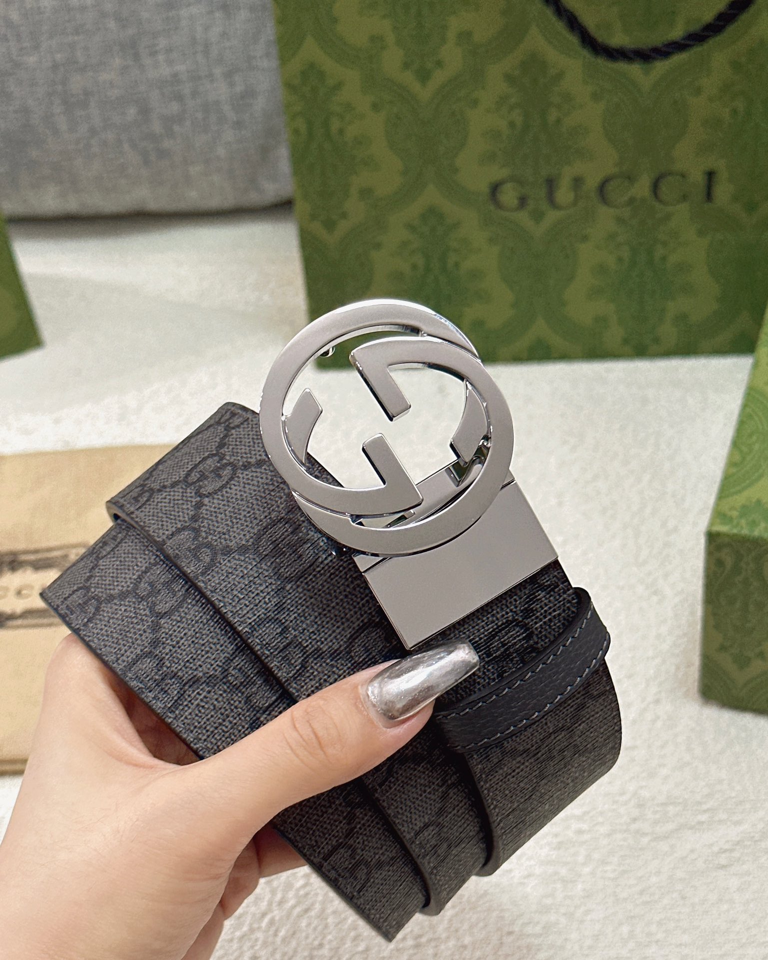 Gucci皮带3.7印花进口防水面料