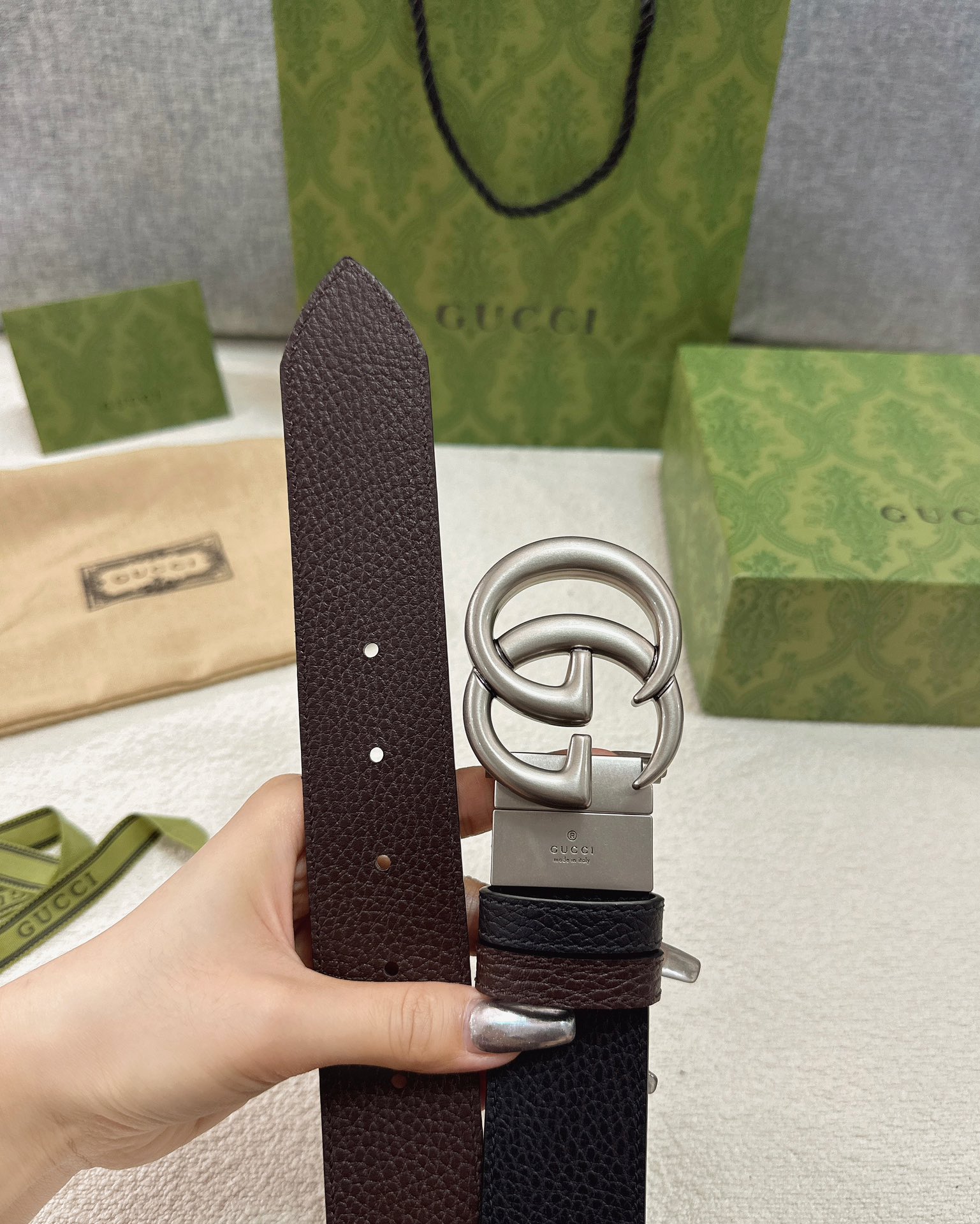 Gucci皮带3.7印花进口防水面料