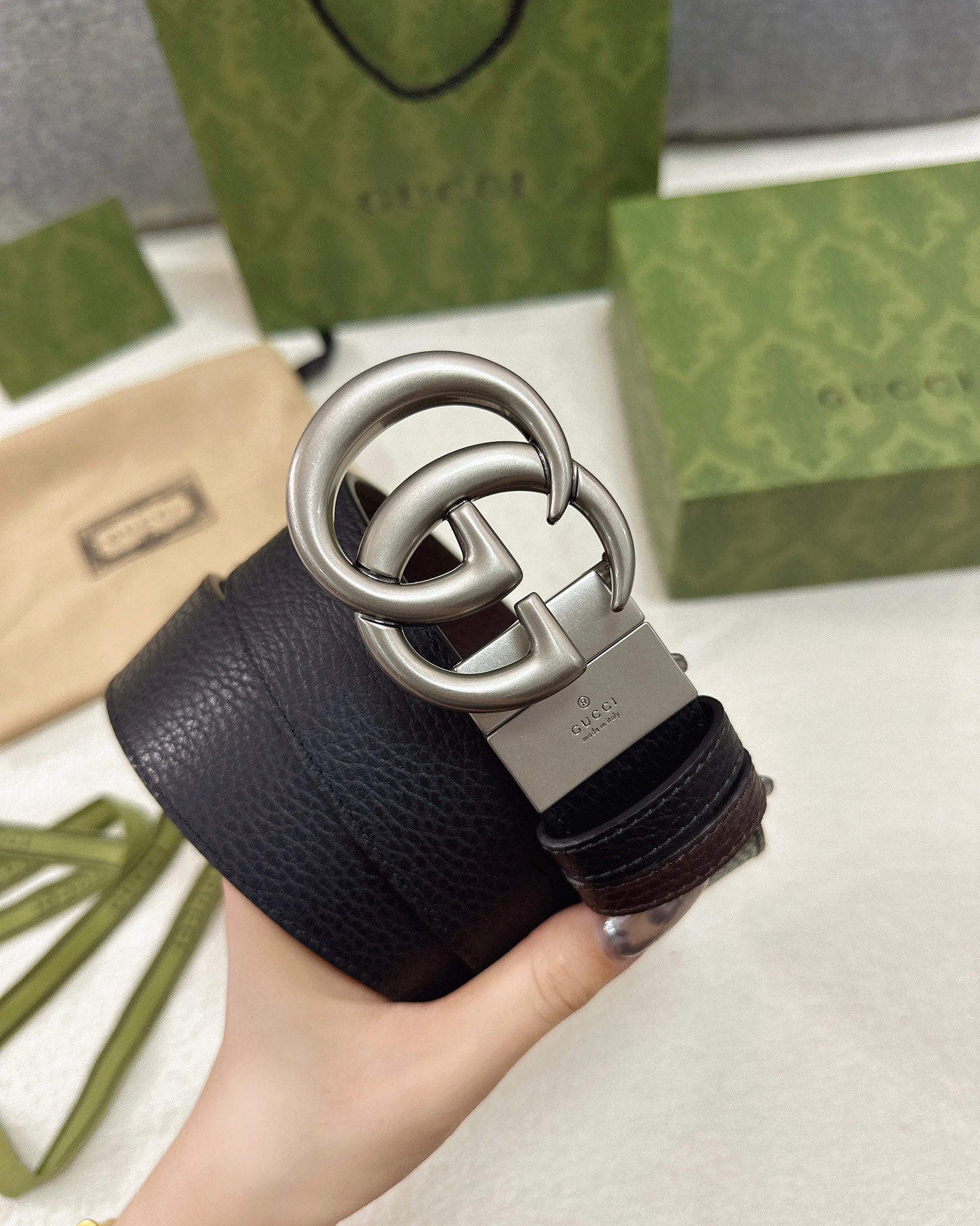 Gucci皮带3.7印花进口防水面料