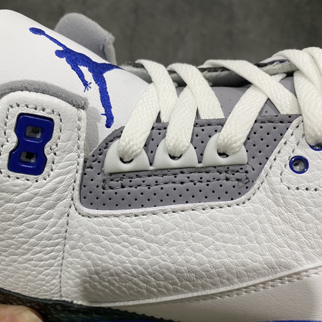 图片[8]-【OG版】Air Jordan 3 Retro “racer blue ＂白蓝 小闪电 赛车蓝 男女全码出货 货号：CT8532-145 市面爆裂纹做的最接近原鞋的版本n东莞元老级版师操刀倾力打造全网最强三代原楦原纸板开发 确保原汁原味 原厂皮料质感色泽绝无偏差完美中底拉帮 原厂中底钢印  原档案大底 如假白送大底纹路 气垫通透度PU的回弹性均百分百还原 原厂电绣鞋舌飞人刺绣针数立体讲究精细欢迎对比正品原鞋！ 尺码：36-47.5-莆田鞋批发中心