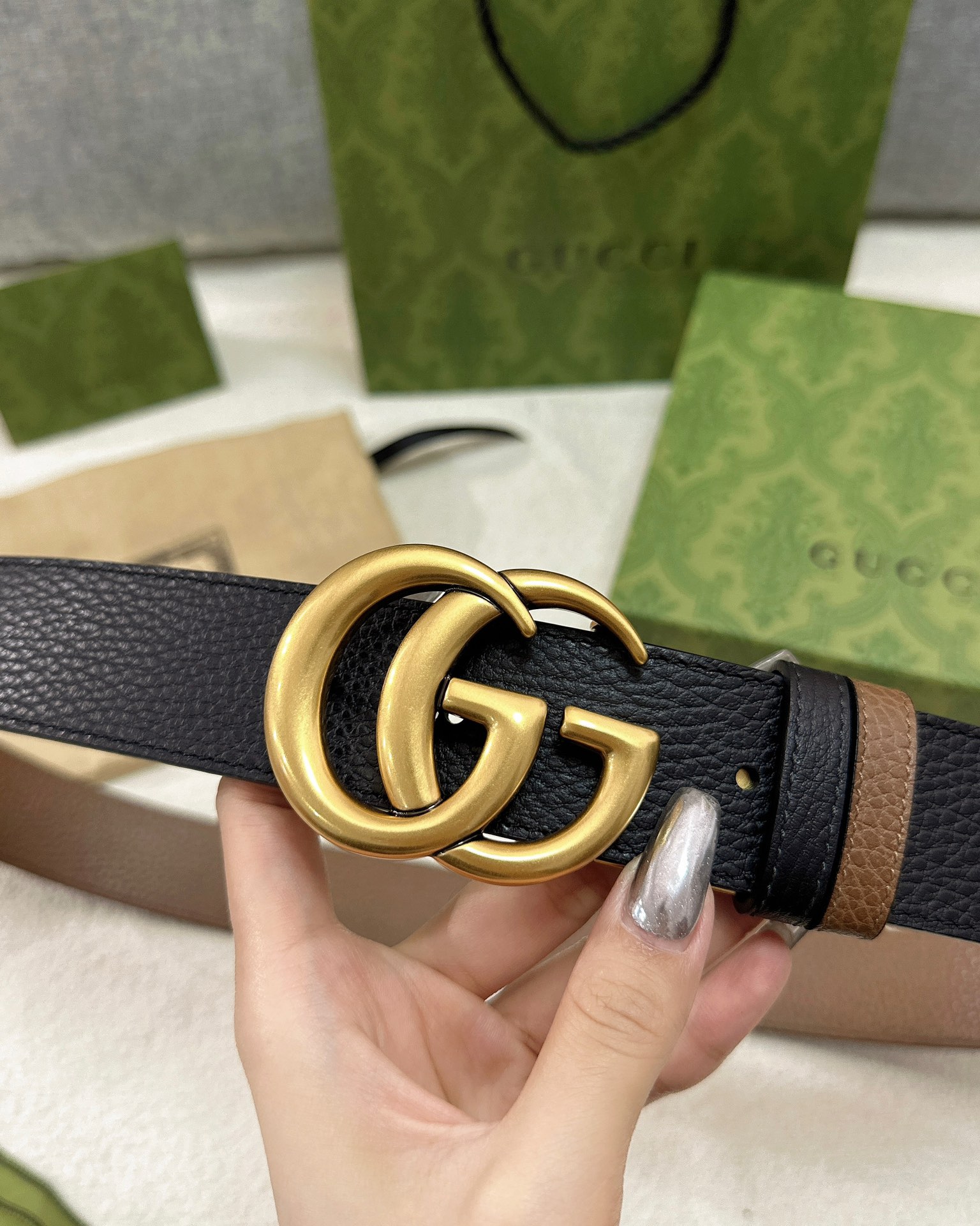 Gucci皮带3.7印花进口防水面料