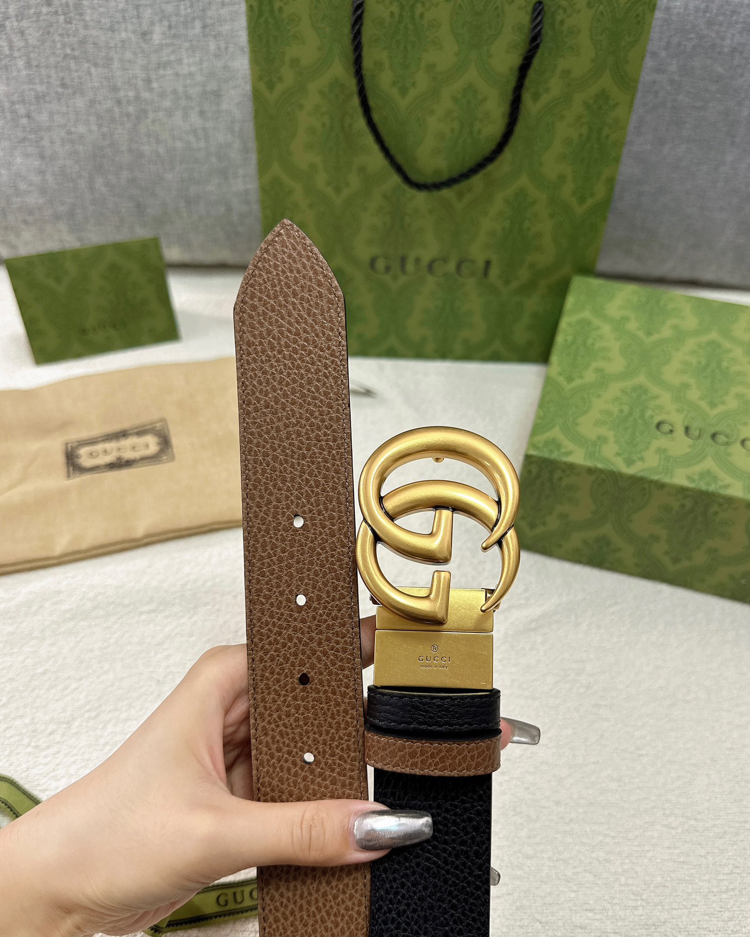 Gucci皮带3.7印花进口防水面料