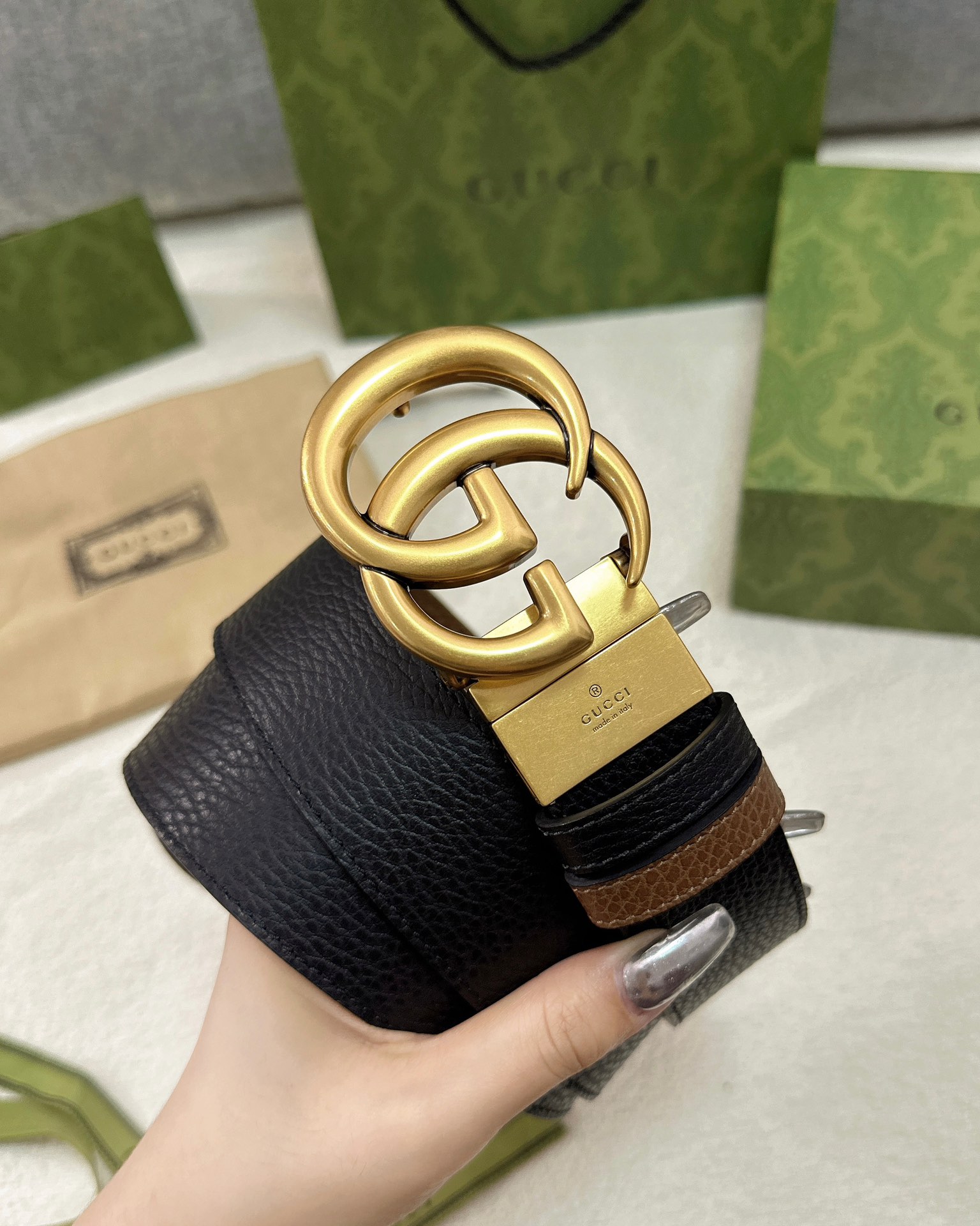 Gucci皮带3.7印花进口防水面料
