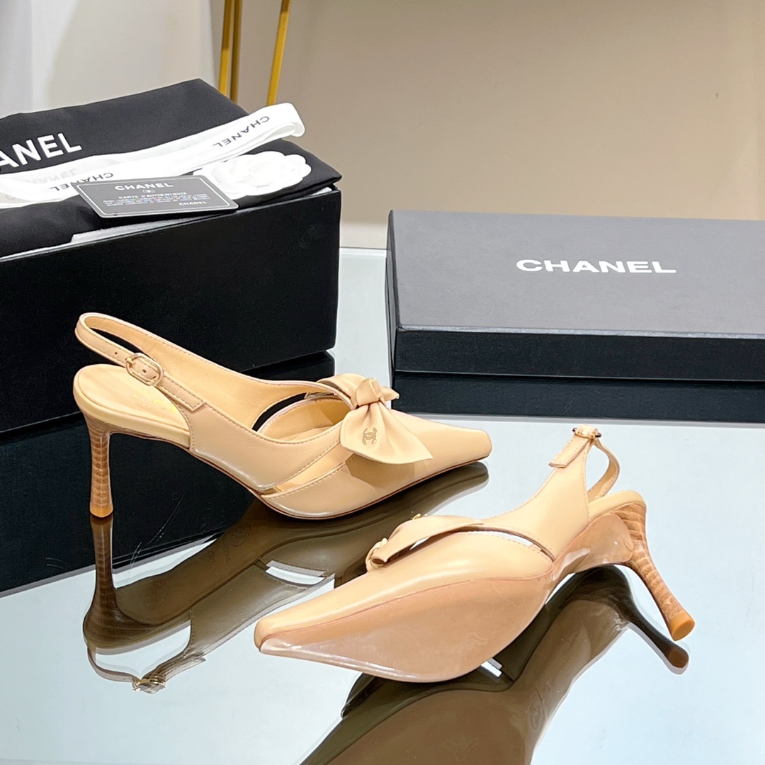Chanel Shoes High Heel Pumps Sandals Genuine Leather Sheepskin Summer Collection Fashion