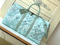 Louis Vuitton LV Keepall Travel Bags Green Canvas Cowhide Fabric M22570