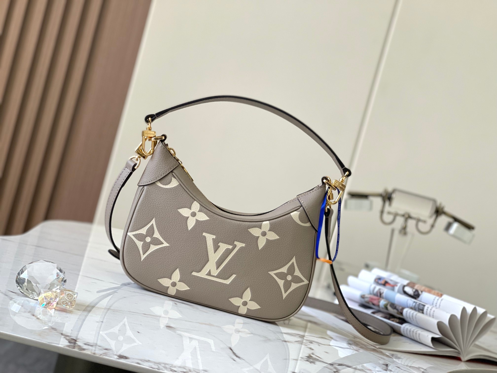 特级原厂皮全钢五金M46112大象灰丝印压花本款Bagatelle手袋以MonogramEmpreint