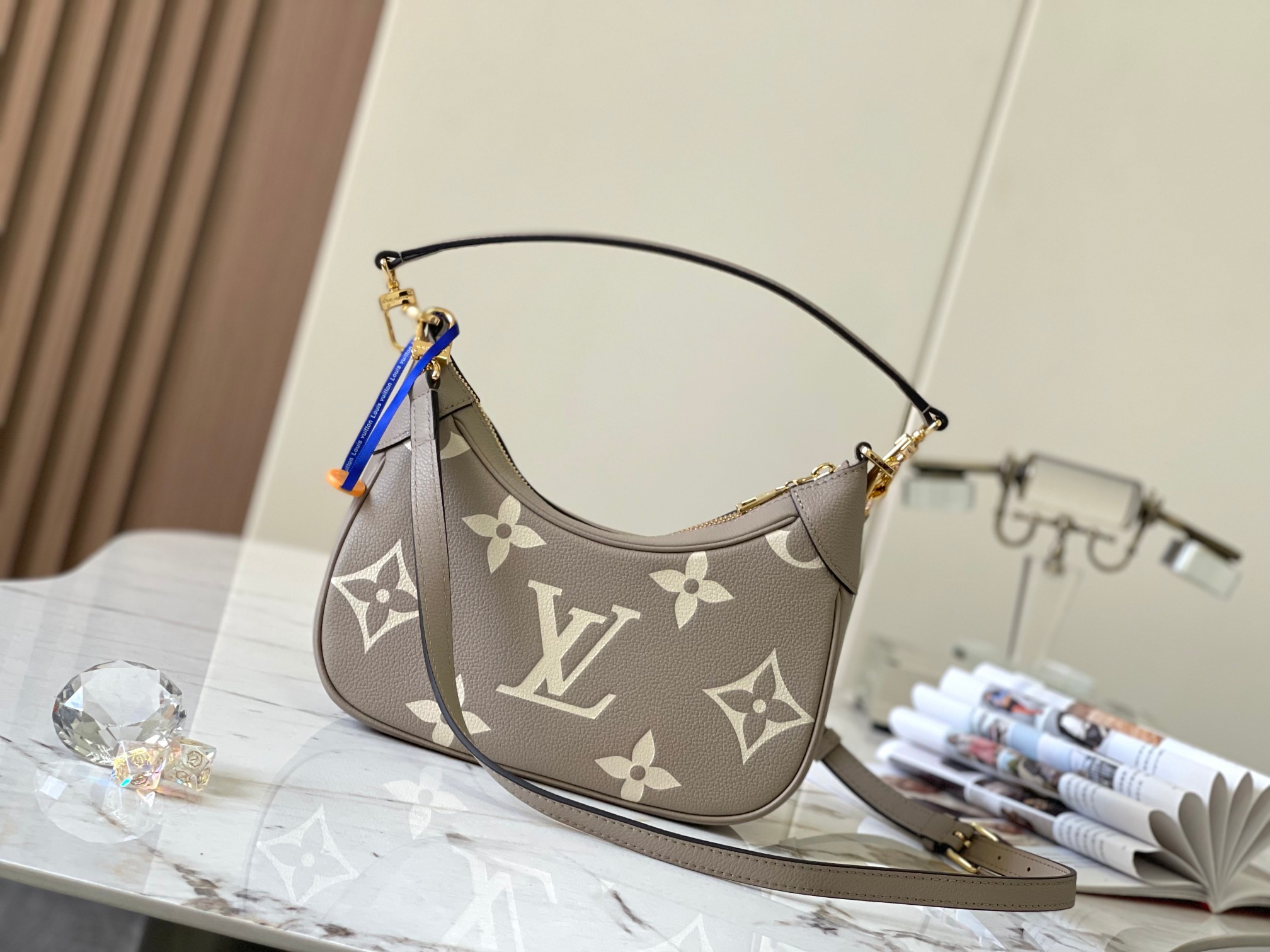 特级原厂皮全钢五金M46112大象灰丝印压花本款Bagatelle手袋以MonogramEmpreint