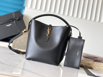 Yves Saint Laurent Bucket Bags Black Gold Hardware Calfskin Cowhide Sheepskin Summer Collection