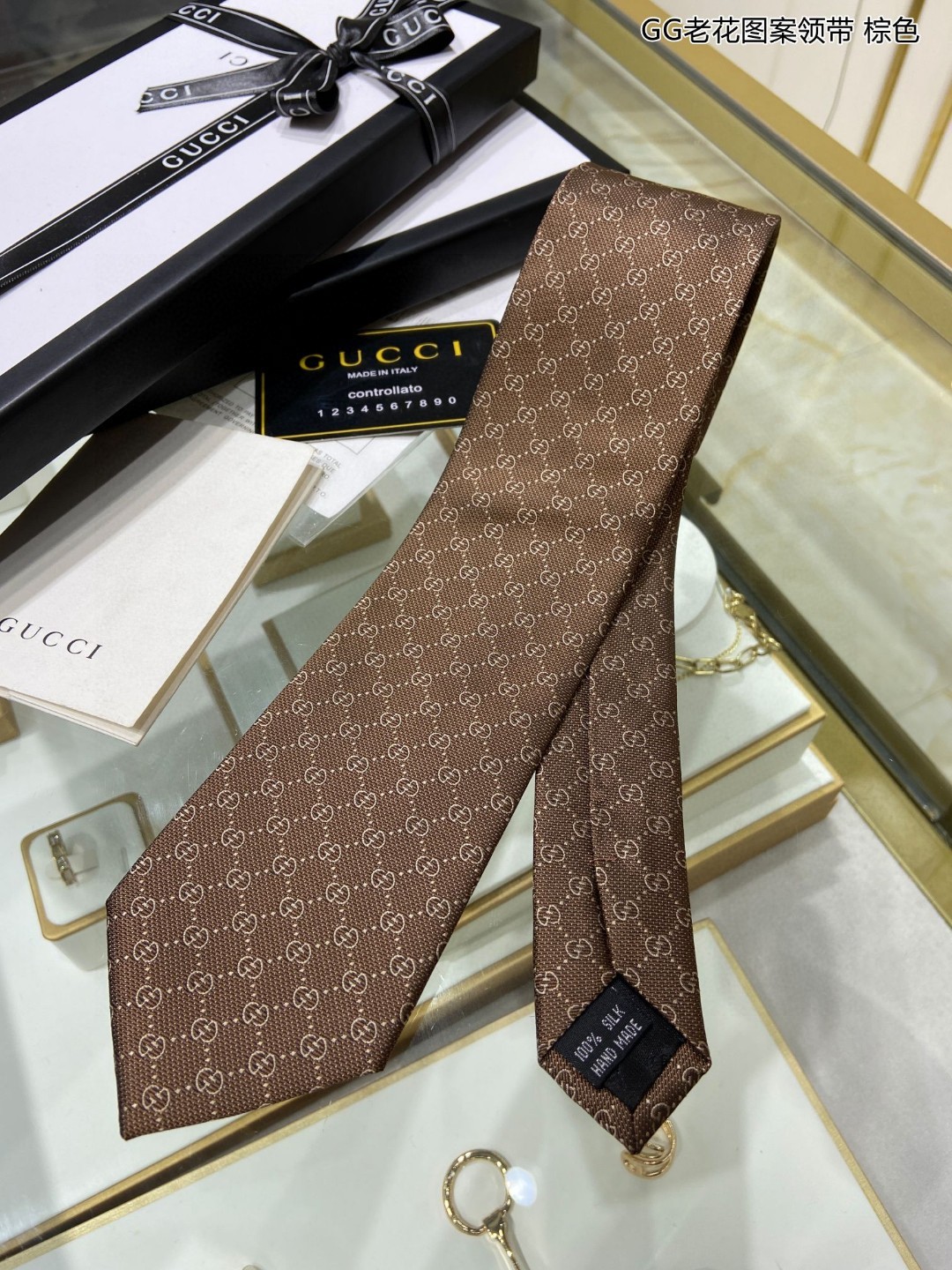 G家男士领带系列双G老花真丝领带稀有