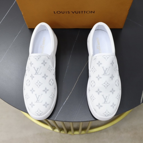 Louis Vuitton Men's White Monogram Canvas Slip-On Sneakers 1 Louis Vuitton Men's White Monogram Canvas Slip-On Sneakers