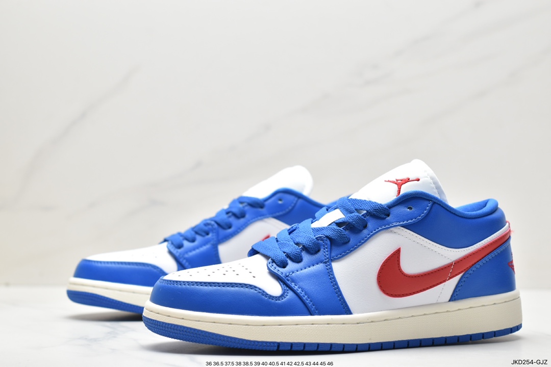 篮球鞋, 乔丹, Jordan Air Jordan 1“Sport Blue”, Jordan, Air Jordan 1, Air Jordan, 553558-066, 553558 - 乔丹 Jordan Air Jordan 1"Sport Blue” 减震防滑耐磨 低帮 复古篮球鞋 女款 蓝白 553558-066