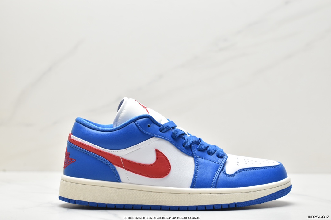 篮球鞋, 乔丹, Jordan Air Jordan 1“Sport Blue”, Jordan, Air Jordan 1, Air Jordan, 553558-066, 553558 - 乔丹 Jordan Air Jordan 1"Sport Blue” 减震防滑耐磨 低帮 复古篮球鞋 女款 蓝白 553558-066