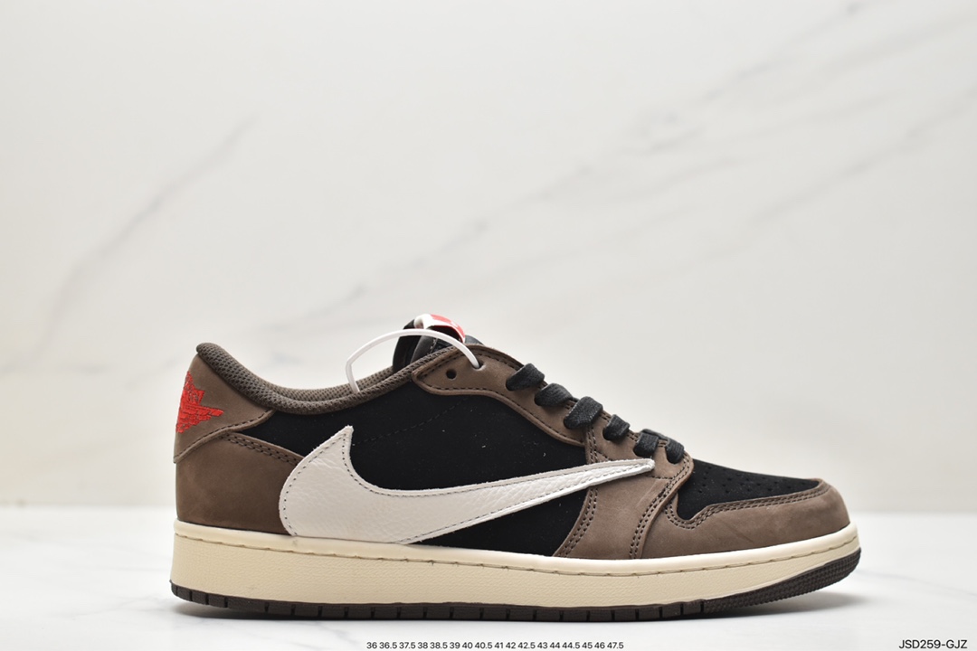 fragment design x Travis Scott x Nike Air Jordan 1 Low OG SP ”Black/Green Toe” basketball shoes DM7866-001