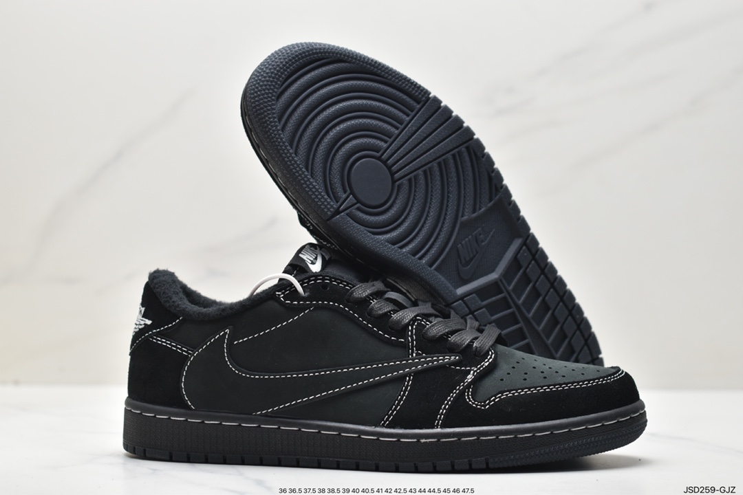 fragment design x Travis Scott x Nike Air Jordan 1 Low OG SP ”Black/Green Toe” basketball shoes DM7866-001