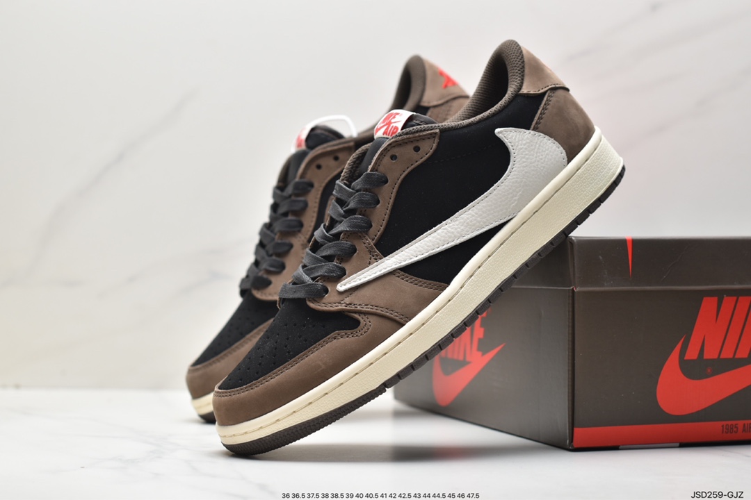 fragment design x Travis Scott x Nike Air Jordan 1 Low OG SP ”Black/Green Toe” basketball shoes DM7866-001